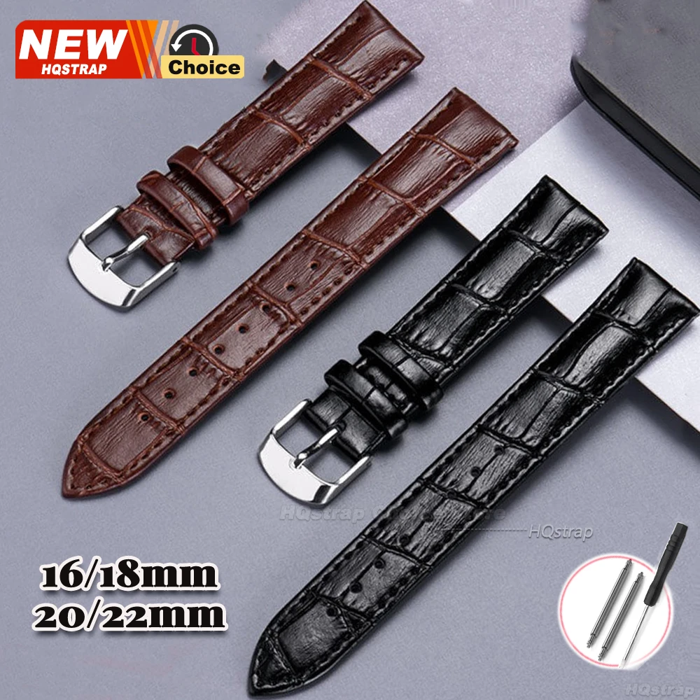 PU-Leder-Uhrenarmband für Herren und Damen, 16 mm, 18 mm, 20 mm, 22 mm, universelles Ersatzarmband