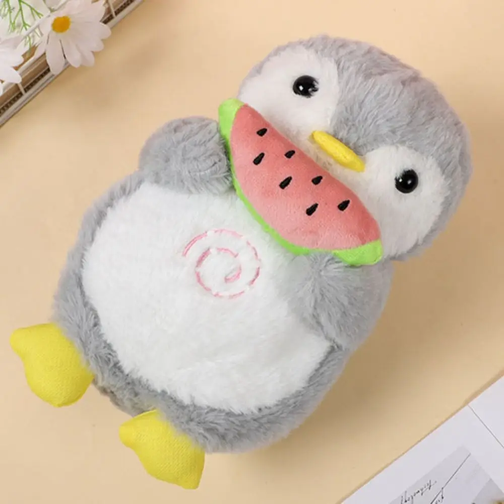 Pingüino de corazón suave, juguete de respiración, simulación de Animal relleno, juguete de respiración para bebé, luces musicales, pingüino de 25cm, juguete de peluche para calmar