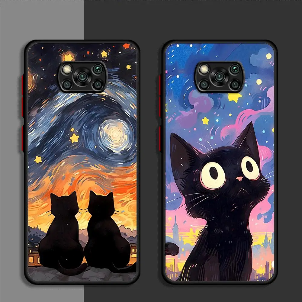 Starry Sky Cat Phone Case for Xiaomi Poco X3 NFC X3 Pro F3 M5 M5s X4Pro 5G X4 GT C40 X5Pro 5G Cover