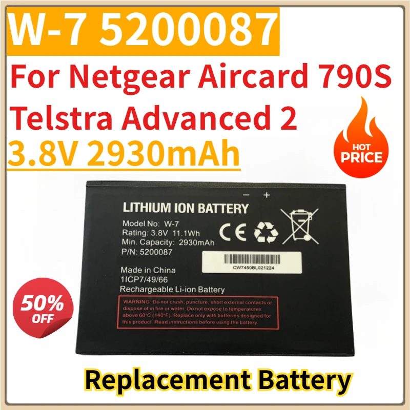 

New Replacement Battery 3.8V 2930mAh W-7 5200087 for Netgear Aircard 790S Telstra Advanced 2