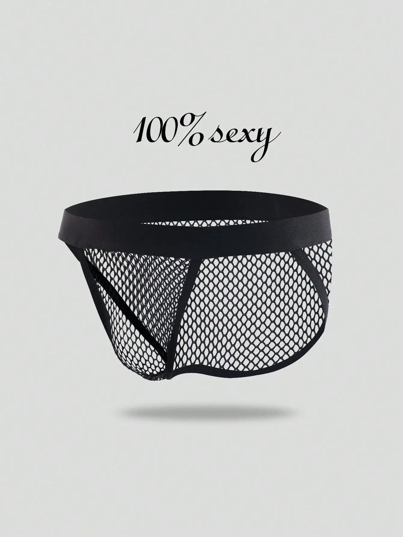 

Мужские черные сетчатые трусы с однотонным поясом