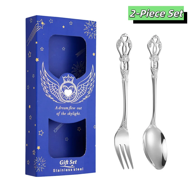 

2Pcs Cutlery Sets Vintage Stainless Steel Tableware Dinner Fork Dessert Spoon Dinnerware Set Kitchen Utensils Spoon Fork Set