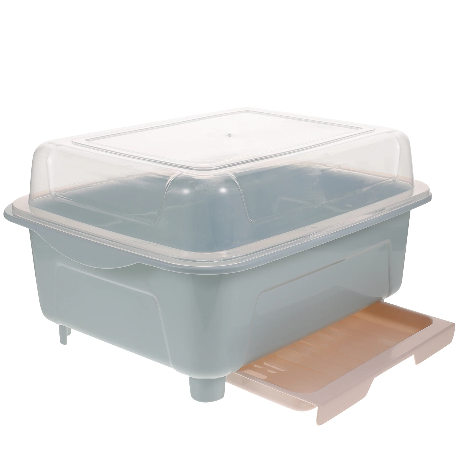 

Dust-proof Dish Drying Rack Transparent Cover Kitchen Drainer Plastic Dish Drying Rack With Lid Utensil Holder Cutlery Storage