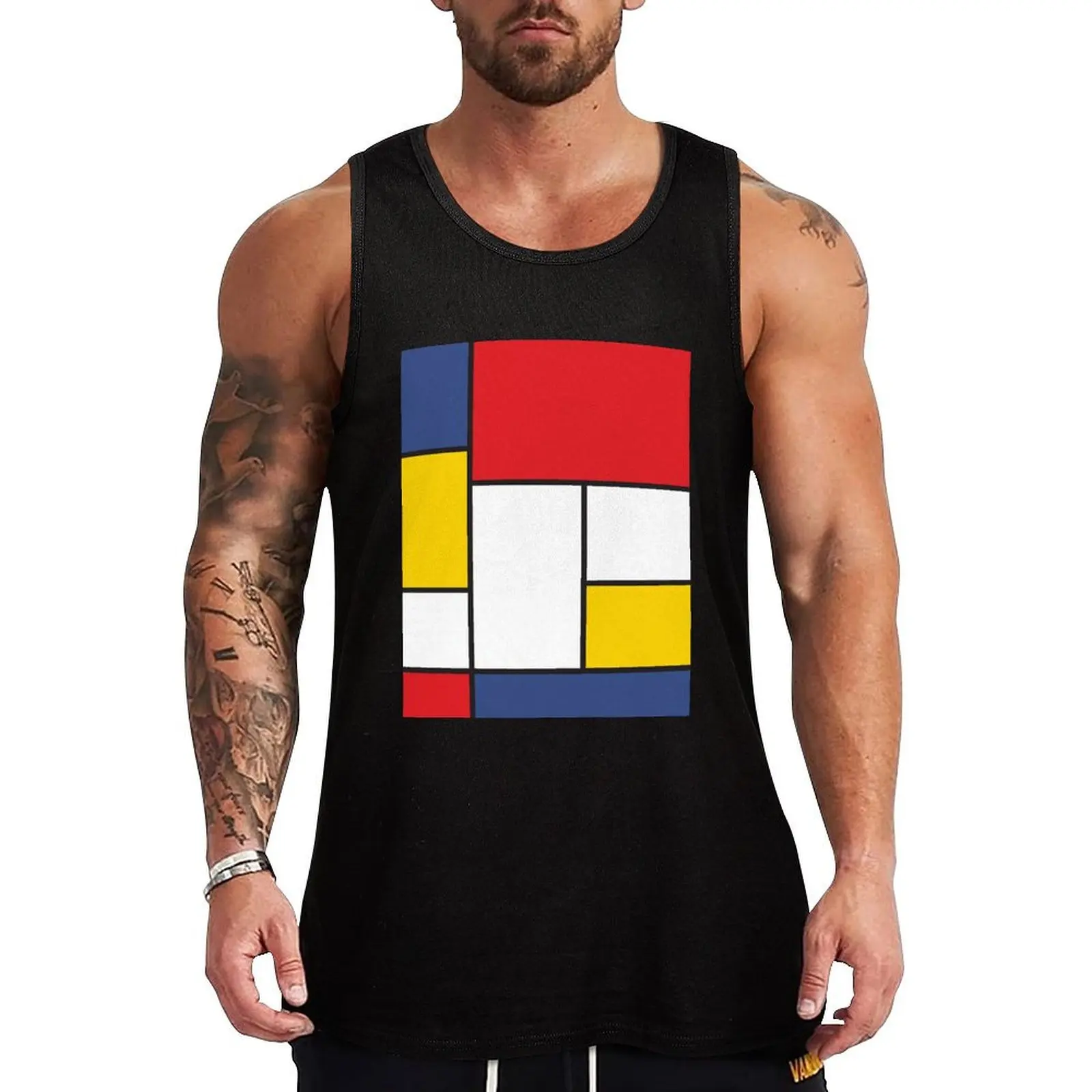 In the Style of Mondrian Tank Top Men's summer clothes Man sleeveless shirt t-shirt for man Men's vest