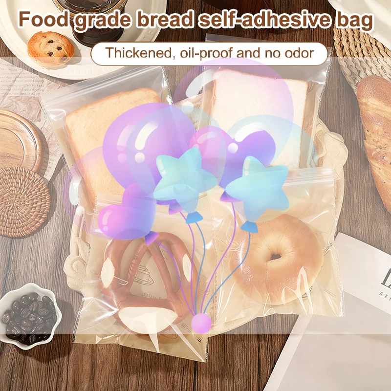 

100Pcs Cartoon Bread Bag Packaging Bags Sandwich Bag For Kids Self Adhesive For Packing Sandwich