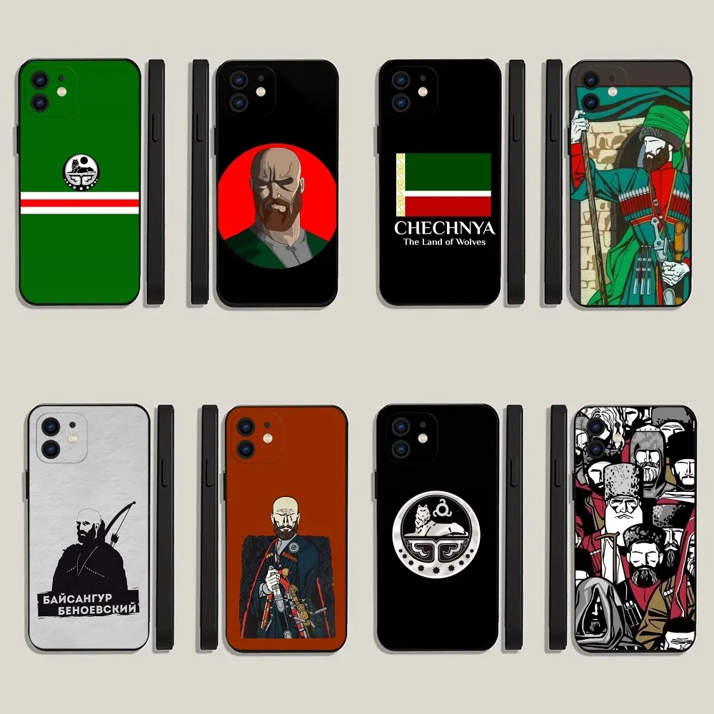 Chechen National Flag Phone Case For iPhone 15,14,13,12,11,Plus,Pro Max,XS,X,XR,SE,Mini,8,7 Soft Silicone Black Cover