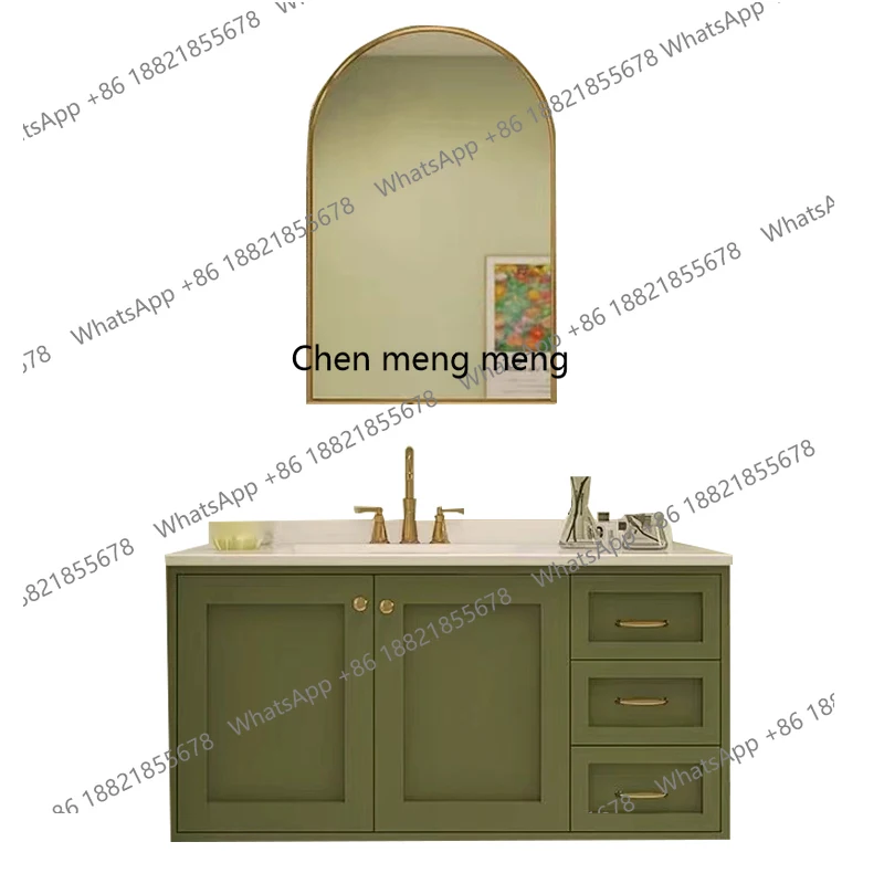 

French retro bathroom cabinet combination, ceramic basin toilet washbasin cabinet
