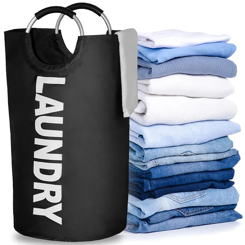 

Extra-Large Waterproof Laundry Basket with Padded Handle Foldable Dirty Clothes Storage Bucket Bathroom Laundry Organizer Basket