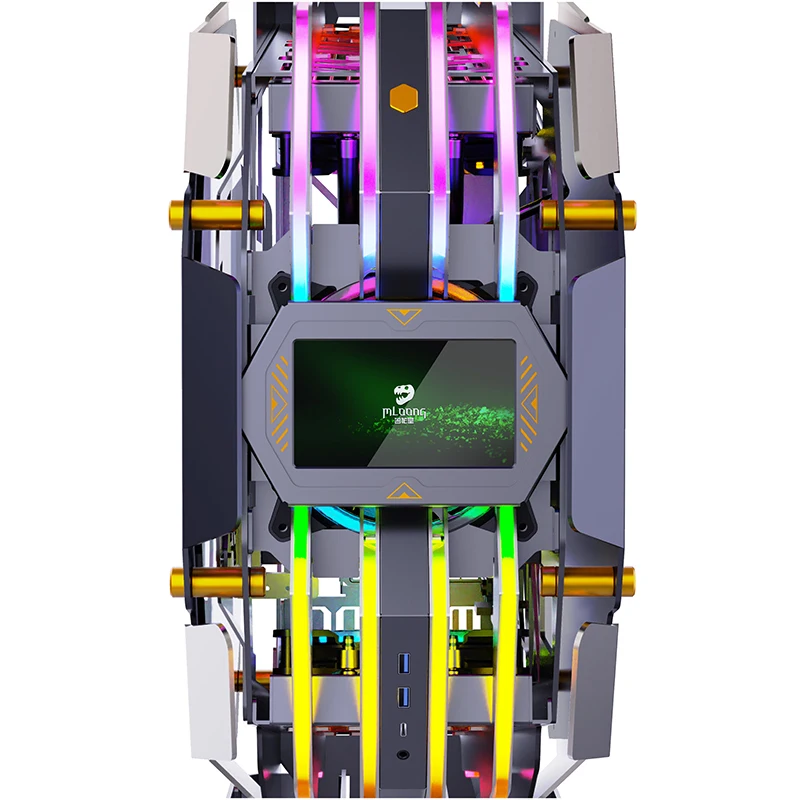 Lovingcool High-End-Unterstützung für 360-Grad-Aio-Wasserkühler, Computergehäuse, EATX ATX, Voll-LED-DIY-Gaming-PC-Gehäuse mit zentralem Steuerbildschirm Ansicht 2