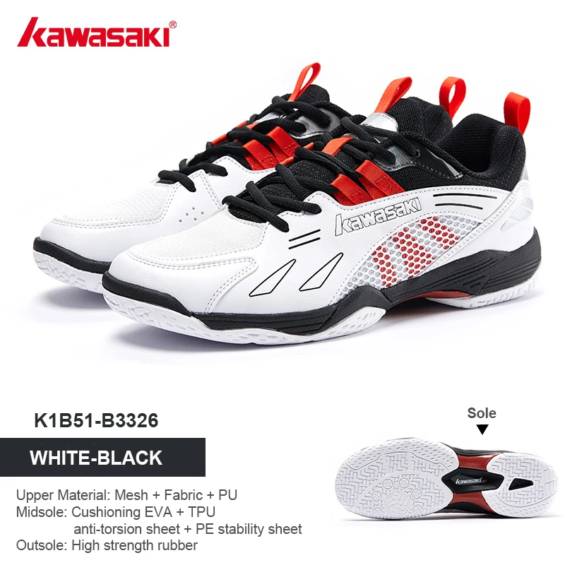 Kawasaki 2024 Tennisschuhe für Herren und Damen, professionell, verschleißfest, Dual-Torsion-Badminton-Schuhe, Turnschuhe, K1B51-B3326, Herrenschuhe