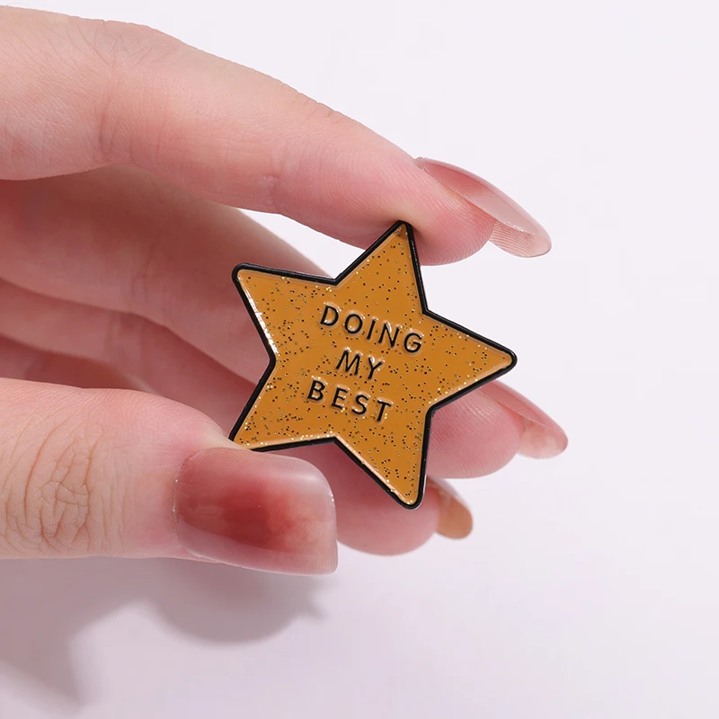 Doing My Best Star Enamel Pin Creative Positive Metal Badges Brooches Clothes Backpack Lapel Jewelry Accessories for Friend Kid