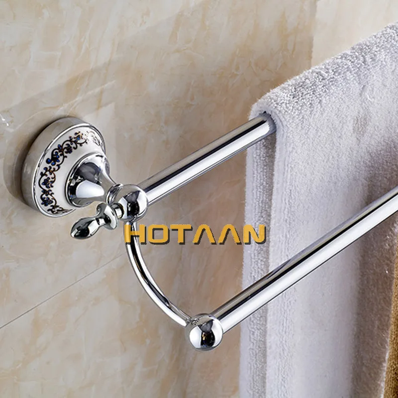 Verchroomd Wall Mounted Rvs Dubbele Handdoek Bars Badkamer Handdoek Hanger Badkamer Accessoires Handdoekenrek HYT-11898-C