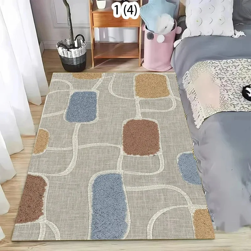 Modern Abstract Area Rug Retro Geometric Floor Mat Non Slip Washable Entryway Doormat Floormat for Living Bedroom Minimalist