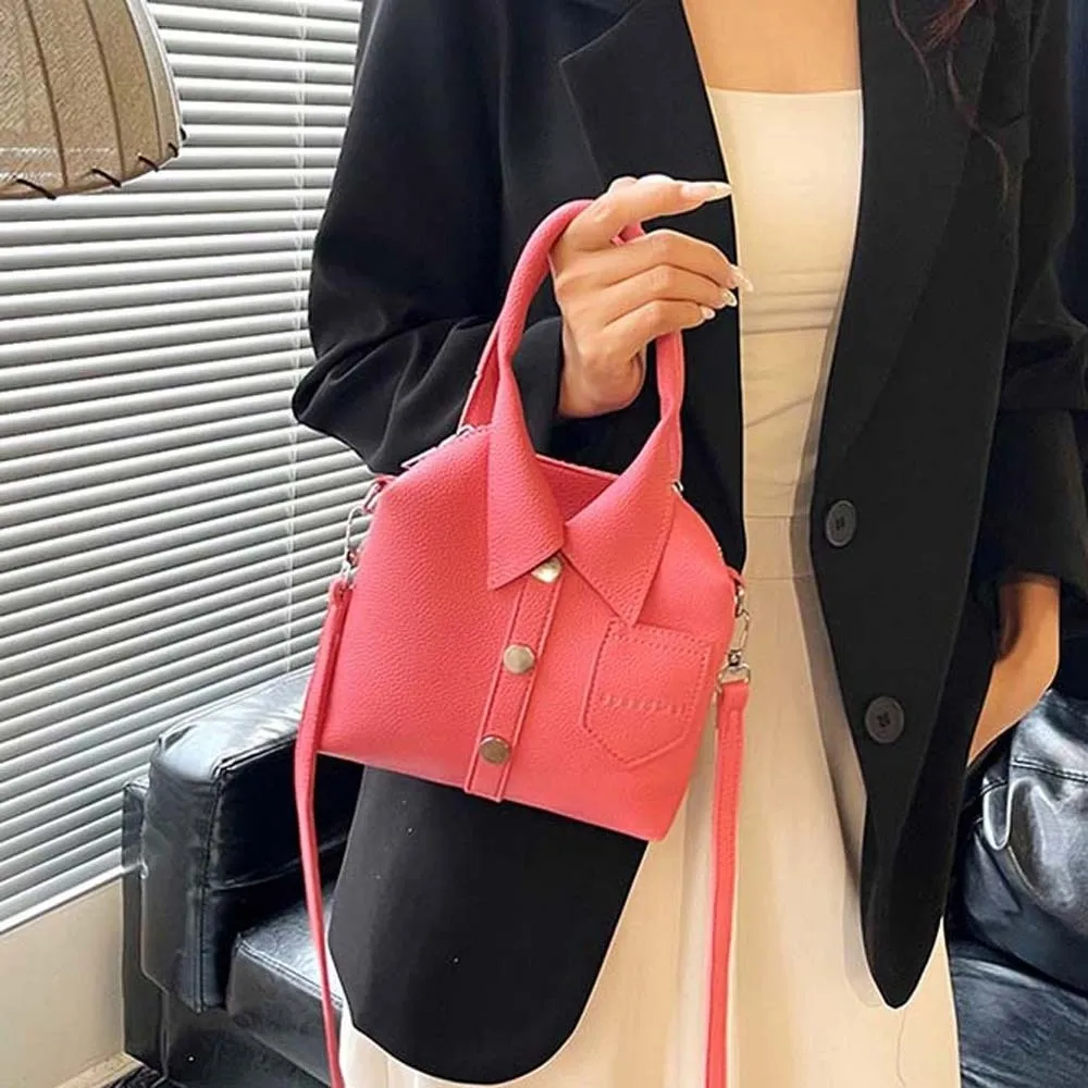 

Elegant Clothes Shaped Crossbody Bag PU Leather Creative Square Compact Shoulder Bag Texture Shirt Shaped Women Handbag School