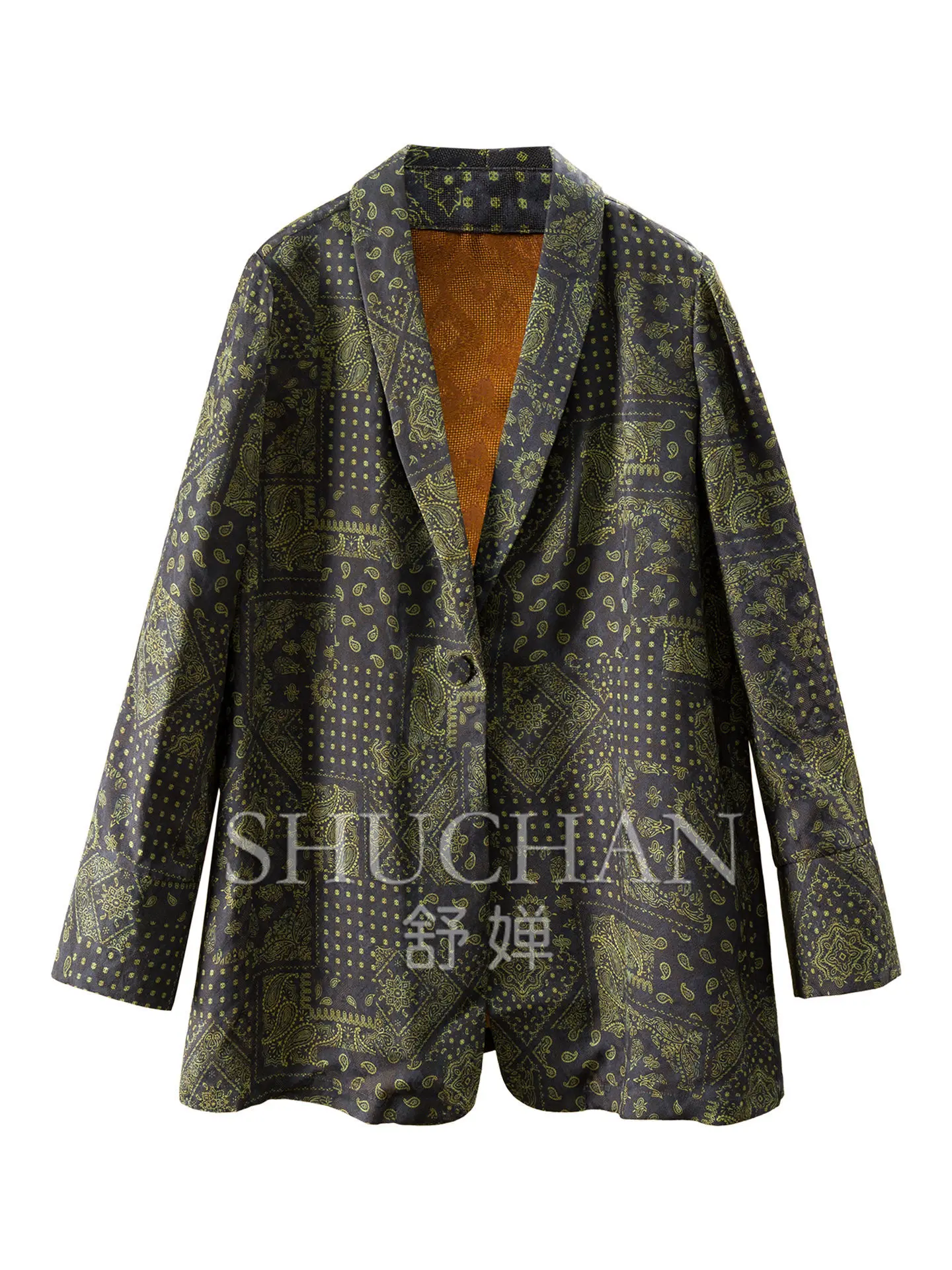 Elegant Green Fruit Collar, Ark Heavy Silk Dill Fragrant Cloud Yarn Commuter Blazer Female E089 Casacos De Inverno Feminino