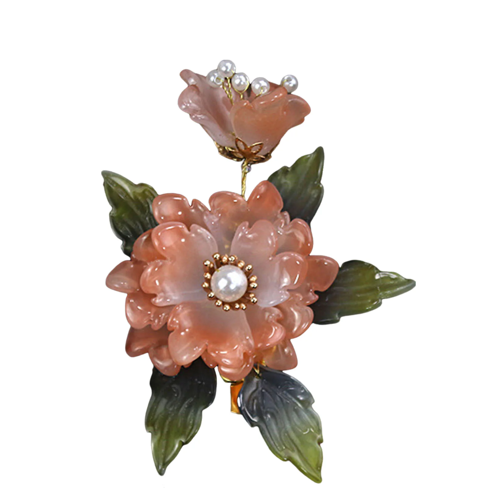 Vintage Flower Side Hair Clip Hanfu Matching Headwear with Imitation Pearl for Chinese Hanfu Cosplay Costume