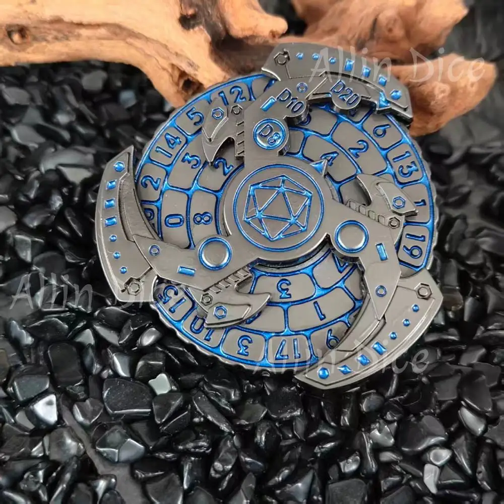 Set di Dadi Giroscopici D&D, 7 in 1 Set di Dadi in Metallo con Spinner per Dungeons & Dragons Giochi da Tavolo di Ruolo RPG Dadi Roulette