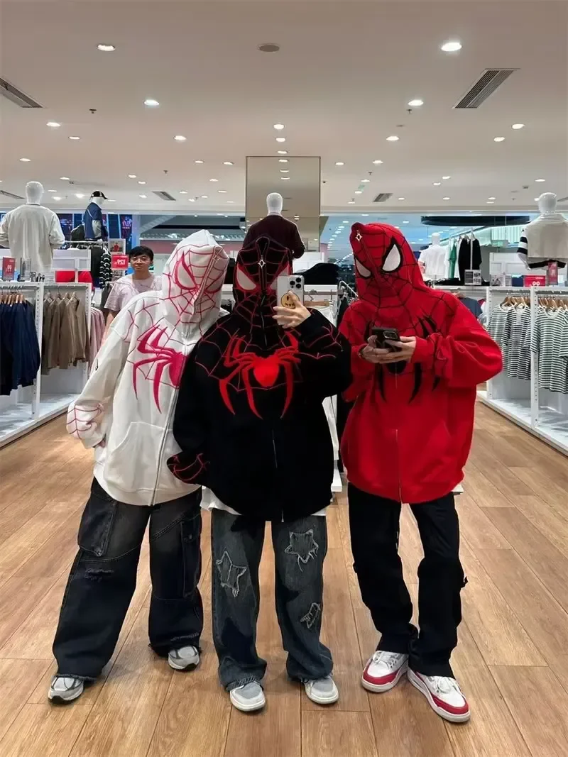 New Marvel Spider Man Hoodies Printing Hooded Fashion Hiphop Sweatshirts Zipper To Top Women Men Clothing Autumn Winter Overcoat