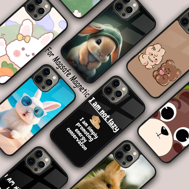 

rabbit bear Animal Quips Magnetic Phone Case For APPLE iPhone 17 Air 16 14 13 12 Pro Max 15 Plus Wireless Charge MagSafe Cover