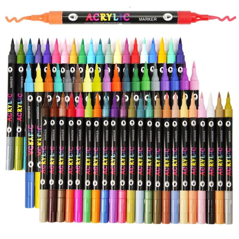 

24-120 Colors Acrylic Paint Markers Pens Set 60 Pack Dual Tip Acrylic Paint Markers with Brush Tip and Fine Rock Painting
