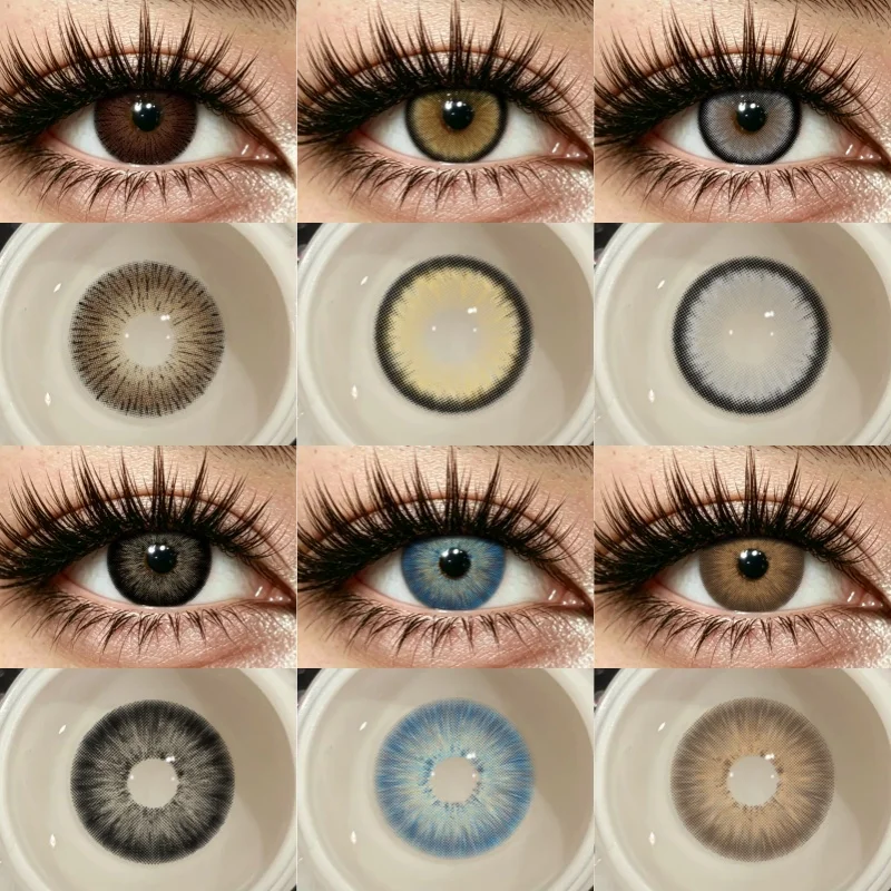FUNSACHY 2 Stück Neue Farbige Kontaktlinsen Grau Blau Grün Serie Weiche und Bequeme Braune Kontaktlinsen für Schöne Augen, Jahreslinsen