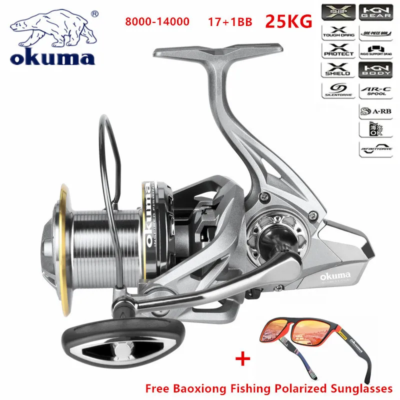 okuma all metal wire cup objeto grande carretel de pesca rotativo agua doce de agua salgada forte arrastando 481 25kg 800014000 01