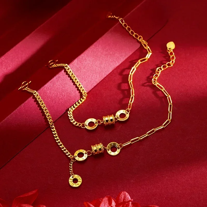 

9999 real gold 24K yellow gold Women's High-end Small Waist Bracelet Bracelet