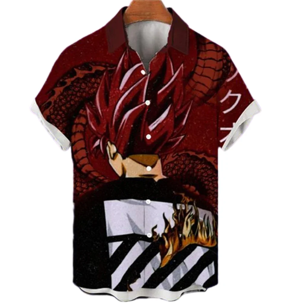 Dragon Ball Shirt Men Hawaiian Shirt Men Summer Goku Super Saiyan Casual Tops