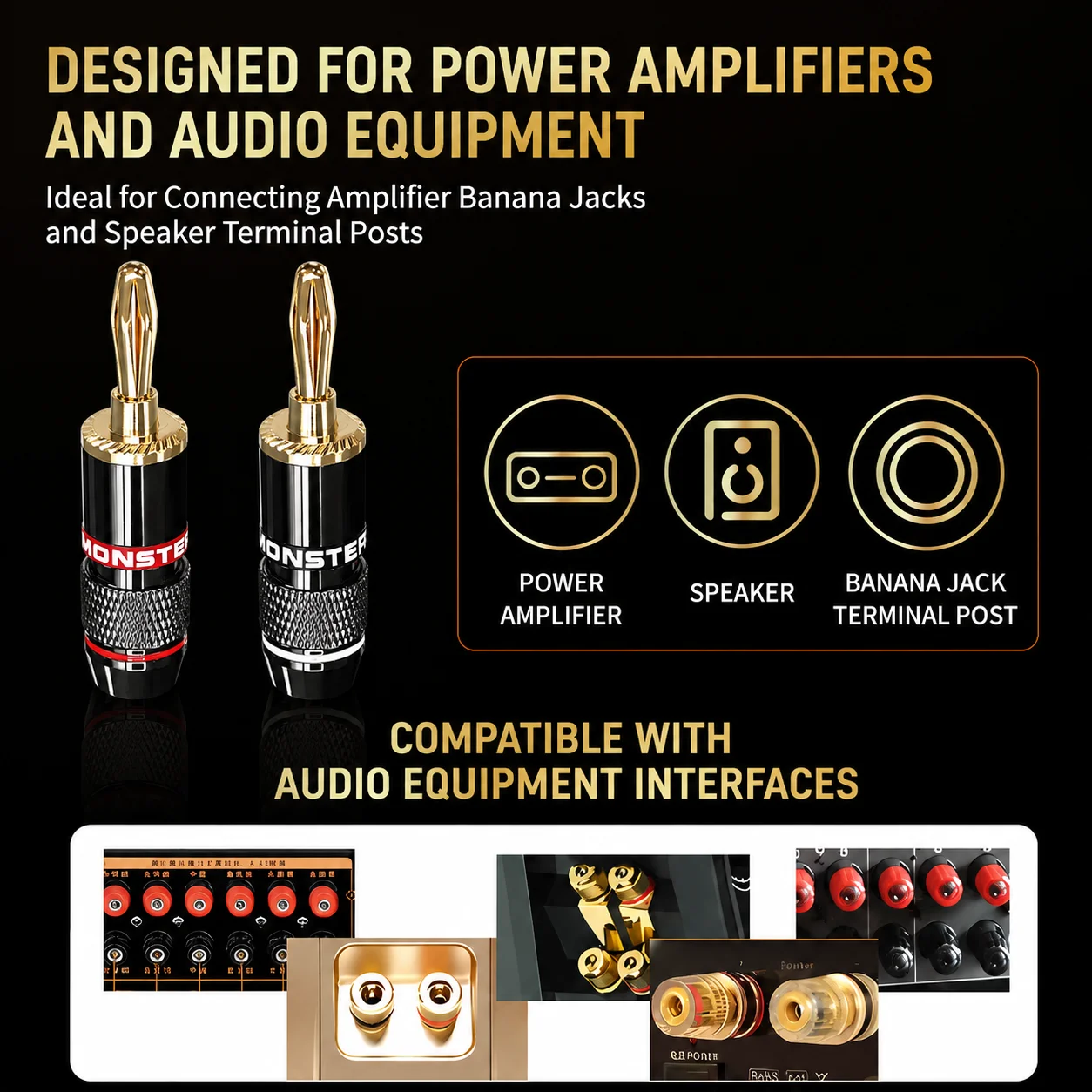 HHDZI 4mm Solderless Banana Plug 24K Gold Plated Pure Copper Alloy Housing Self-Locking HiFi Speaker Audio Connector view 3