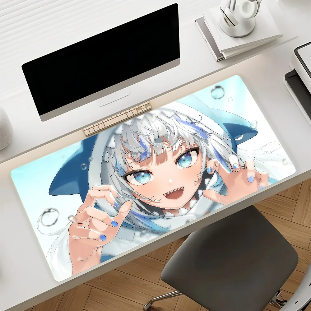 Virtual G-gawr Gura Anime Mouse Pad Anti Slip Rubber Edge Locked Thickened Laptop Gaming Desk Mat