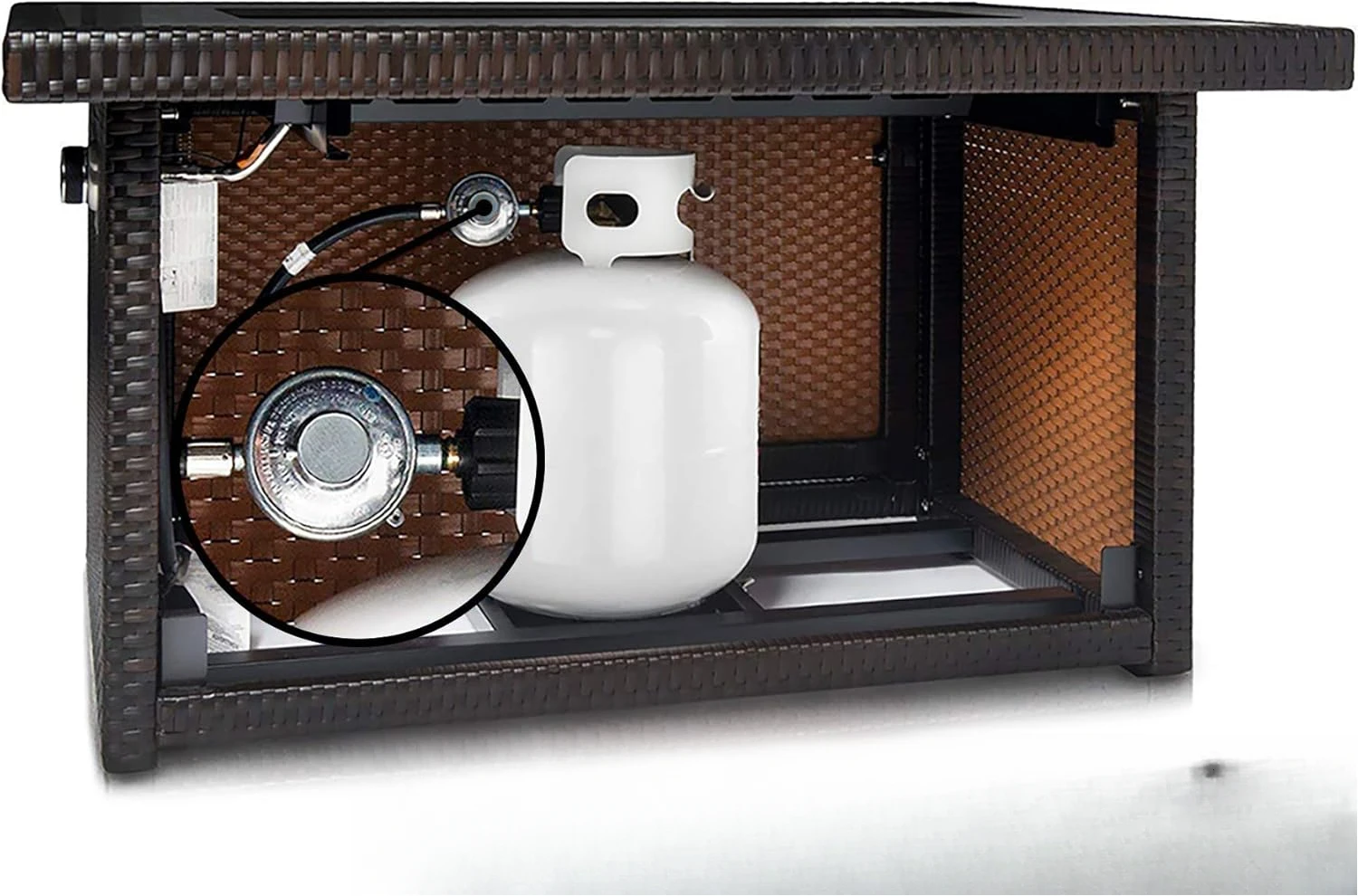 Serie 403-Espresso Brown Fire Table, Espresso Brown Furniture Terrassenmöbel-Set Terrassenmöbel