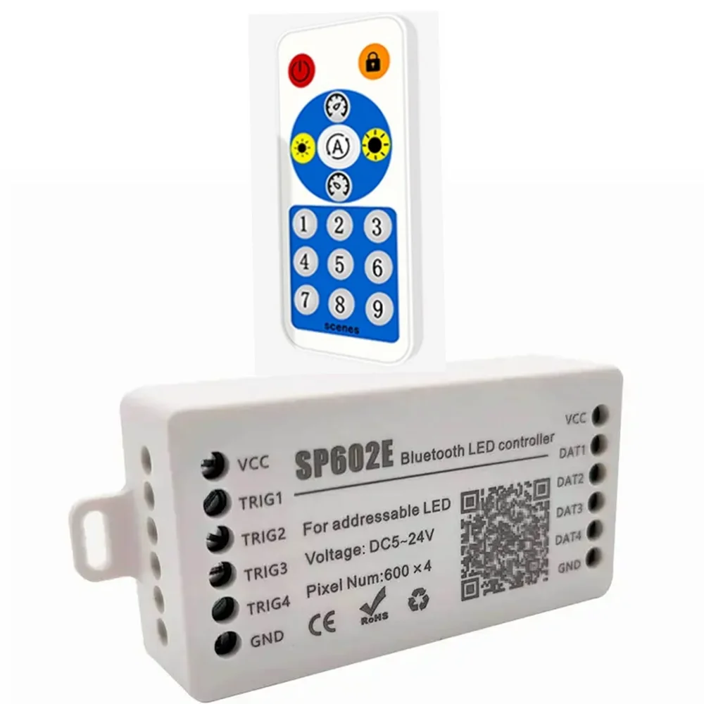 SP602E Colorful LED Strip Controller Smart Bluetooth Music Dimmer for WS2812B SK6812 Addressable Pixels RGB LED Strip DC5-24V