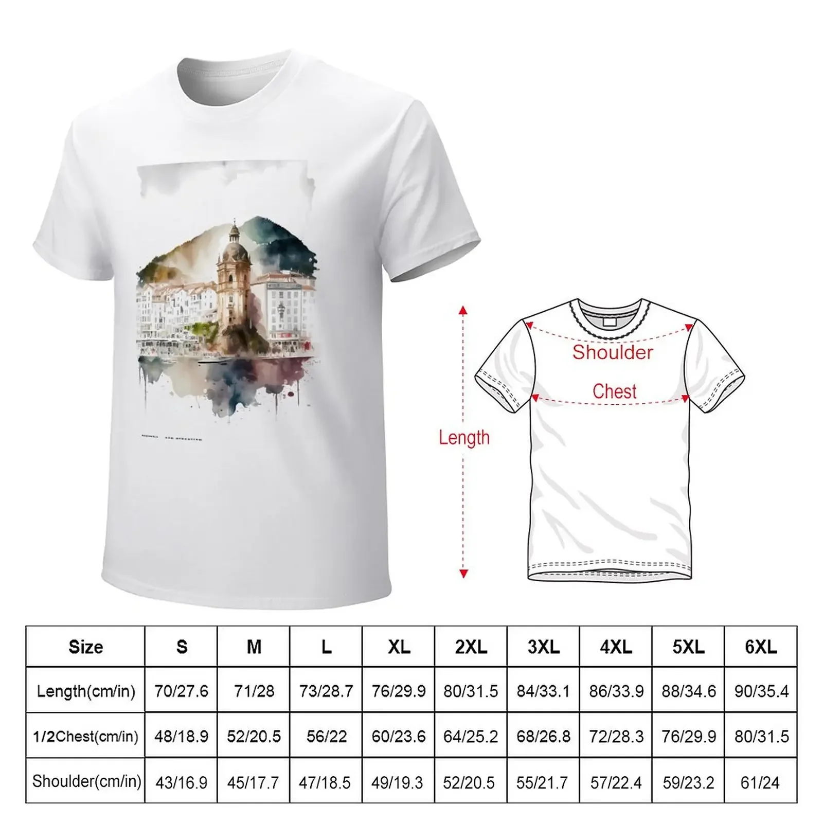 DONOSTIA: Oh Donostia!: A poem on watercolor T-Shirt oversizeds customs mens graphic t-shirts anime