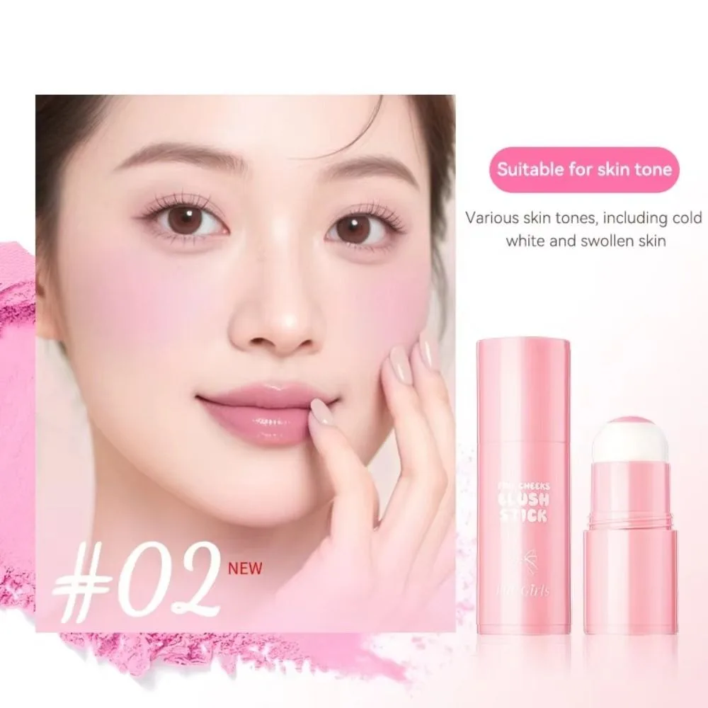 Natural Long-Lasting Blush Stick Multi-Purpose Velvet Cheek Blush Low-Saturation Easy to Apply Solid Blush Cream Makeup