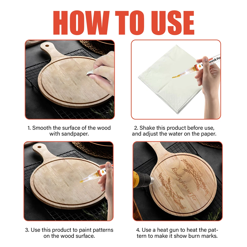 قلم حرق الأخشاب غير السام ، أداة حروق كيميائية ، علامة آمنة للفنون والحرف اليدوية