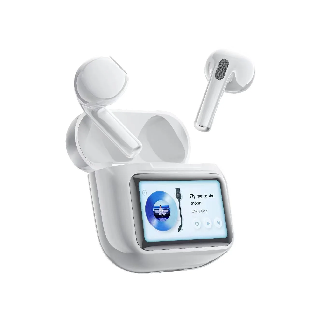 2024 New W12 LED Full Color Touch Screen Earphones Noise Reduction Headphones Wireless Bluetooth 5.4 IPX4 Sports Earbuds