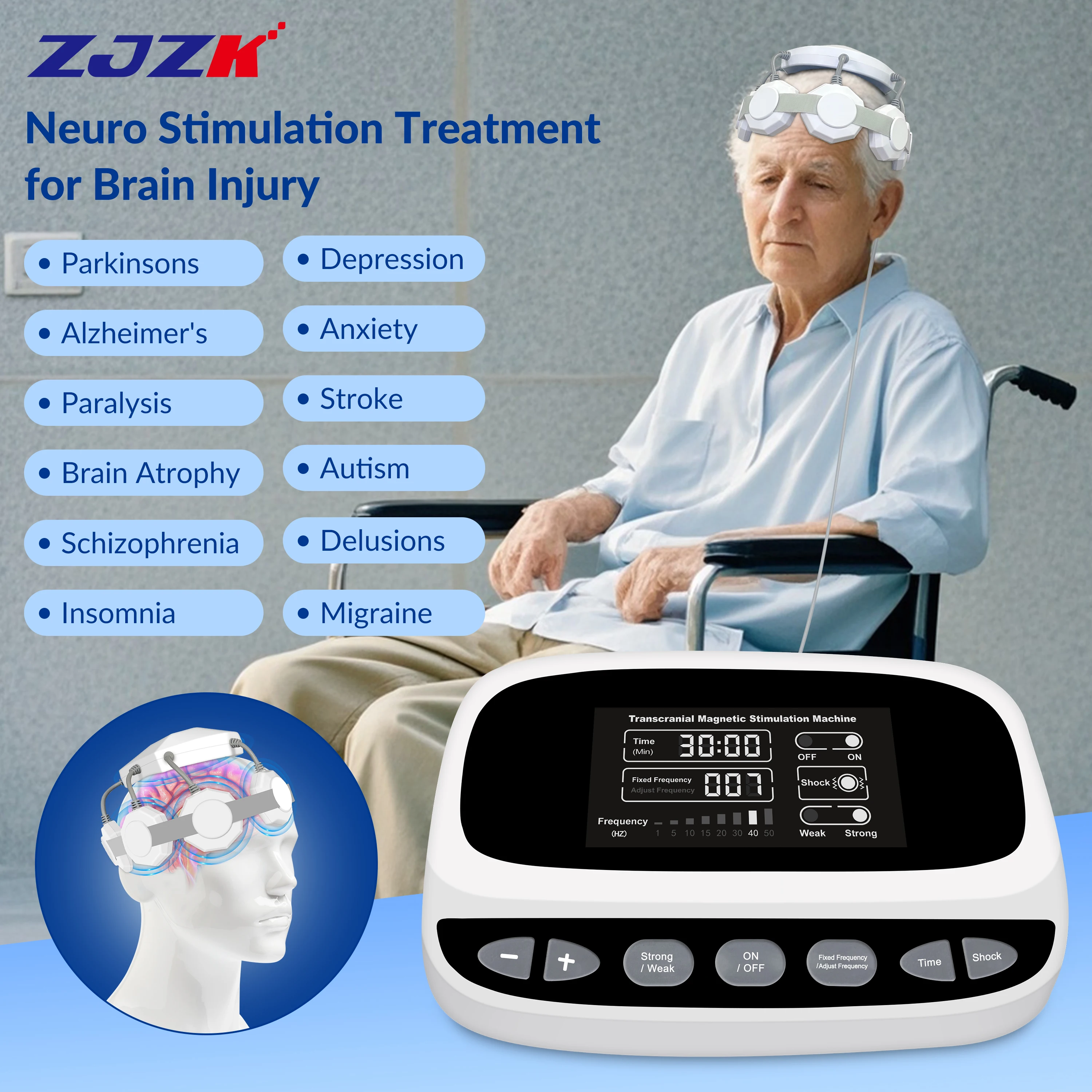 

ZJZK Transcranial Magnetic Stimulation Treatment Clinical Tms Therapy For Anxiety Severe Pain Traumatic Brain Injury(TBI)