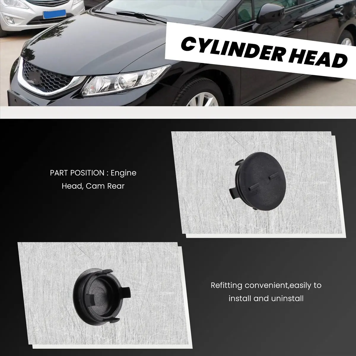 Compatible 2PCS 12513-P72-003 for Honda Civic Cylinder Head Rear Cam/Timing Plug with Seal