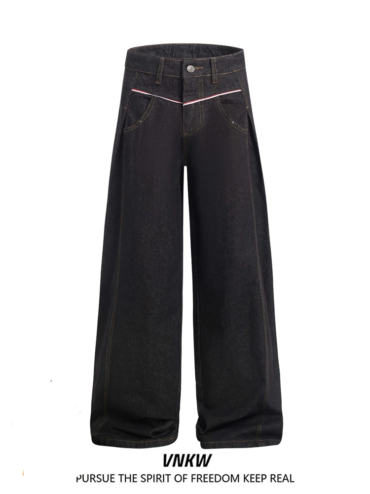 

American Retro High Street Men's Jeans Four Seasons Loose Straight Leg Casual Couples Floor-Length Wear Resistant Cotton Poly...