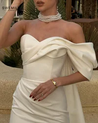 White Short Satin Elegant And Beautiful Dresses For Women Sleeveless Off-The-Shoulder Neckline Cocktail Prom Dresses Short