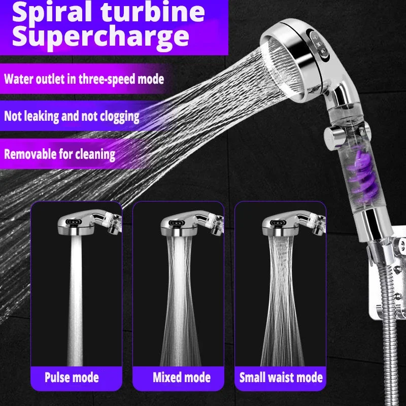 

Pressure High 3-Function SPA shower head Shower Head with switch on/off button Filter Bath Head Water Saving Shower Bathroom