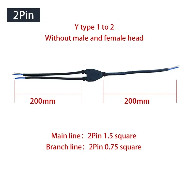 Waterproof Y-Type Wire Splitter Adapter IP67 1 to 2/3/4/5 Type 2 3 4Pin Cable Connector Outdoor LED Light Male Female Plug Wire