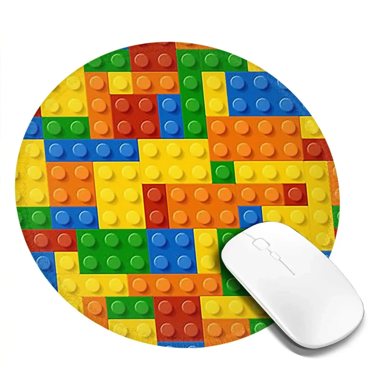 Building Blocks Construction Brick Round Mouse Pad Computer Keyboard Mouse Mat Gamer PC Desk Mat Office Accessories Table Mats