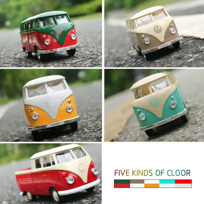 WELLY 1:36 Volkswagen T1 Bus Alloy Car Model Simulation Diecast Metal Classic Car Model Pull Back Collection Children Toy Gifts