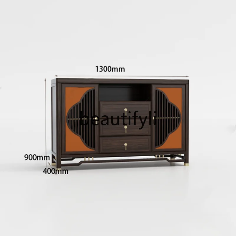 

New Chinese style solid wood dining side cabinet hotel, retro, living room entry partition cabinet sofa, locker