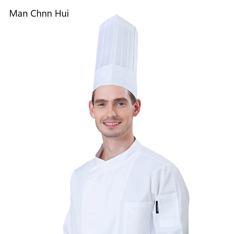 20 Pcs Disposable Chef Hat Catering Hotel Kitchen Hats Restaurant Men Cook Non-Woven Cap Bakery Waiter Breathable Work Caps