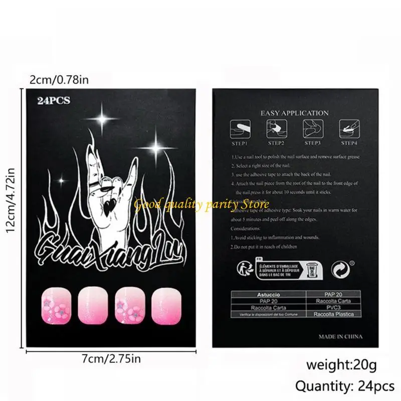 

M4YA 24x Square False Full Cover on Flowers Press On