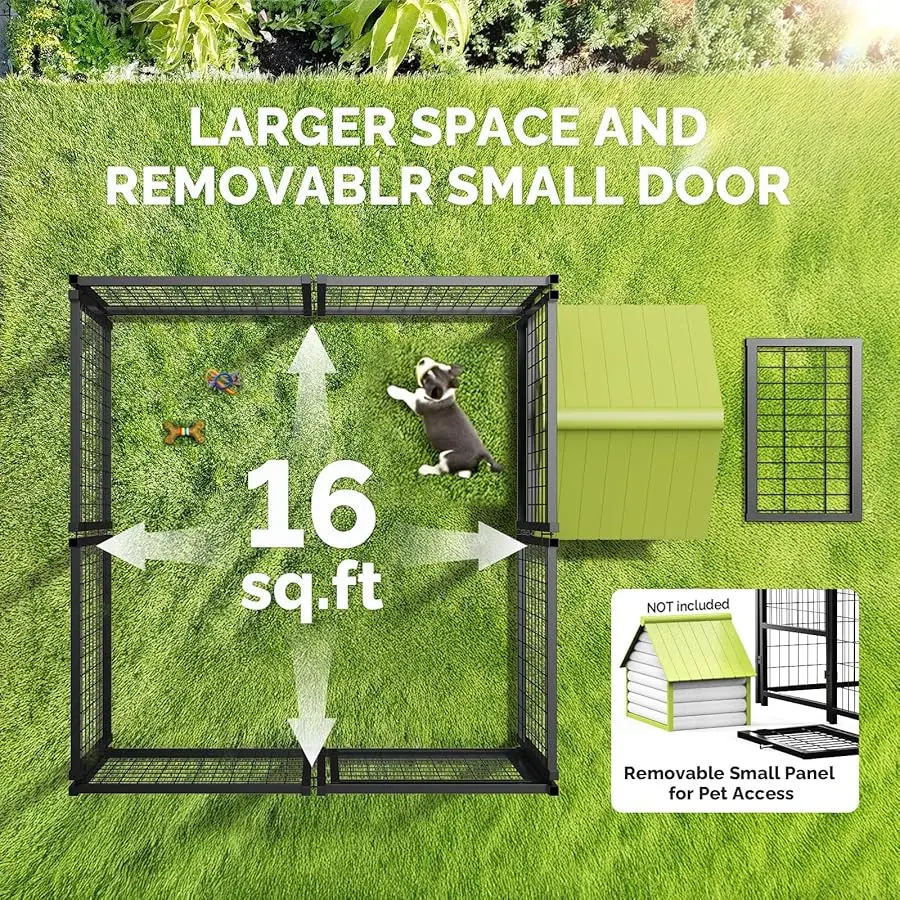 

Outdoor Dog Kennel Outside Run with Doggy Door&Waterproof Roof - 4x4x4.5FT Large Dog Kennels Pens Outside for Small/Medium Dogs
