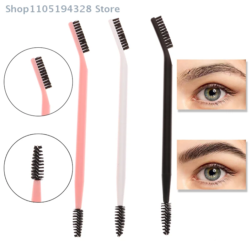 [MP] Escova de sobrancelha de duas cabeças, pente de cílios, modelador de cílios, escova de sobrancelha para aliciamento de sobrancelhas, ferramenta de maquiagem reutilizável
