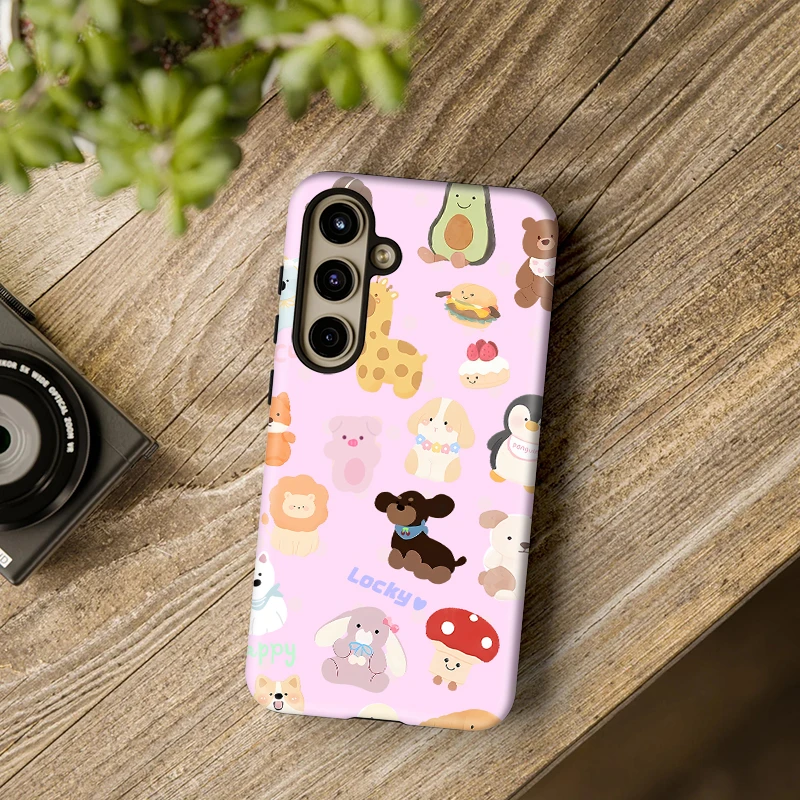 Fcicicase Cassa Del Telefono Per Samsung Galaxy A26 A56 A16 A36 5G Simpatici Animali Del Fumetto Orso Cani Modello Antiurto Opaco Copertura Del PC